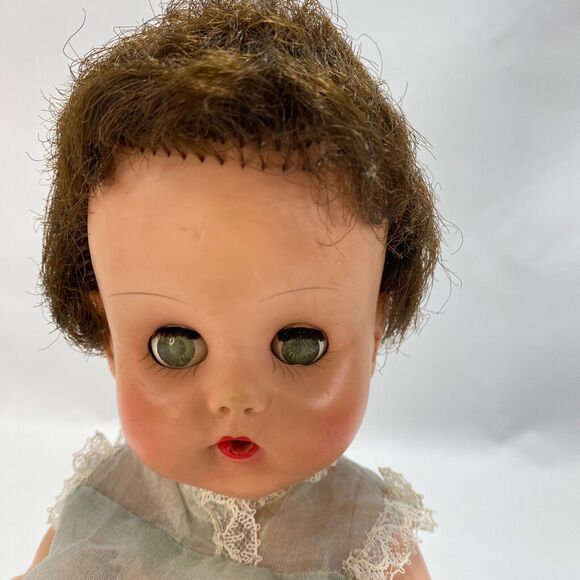 Vintage Creepy Scary Baby Doll Fuzzy Hair Open Close Eyes Rubber Body Move Limbs - Picture 2 of 16